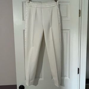 NWOT J Crew Tuxedo pants in Winter white with cummerbund waist detail